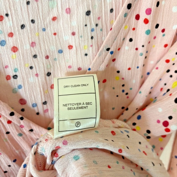 JACK by BB Dakota Pink‎ Polka Dot Blouse Women's Small Flutter Sleeve 100% Rayon - Picture 8 of 8